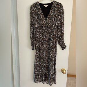 Boden Plisse New Without Tags midi floral dress V-neck